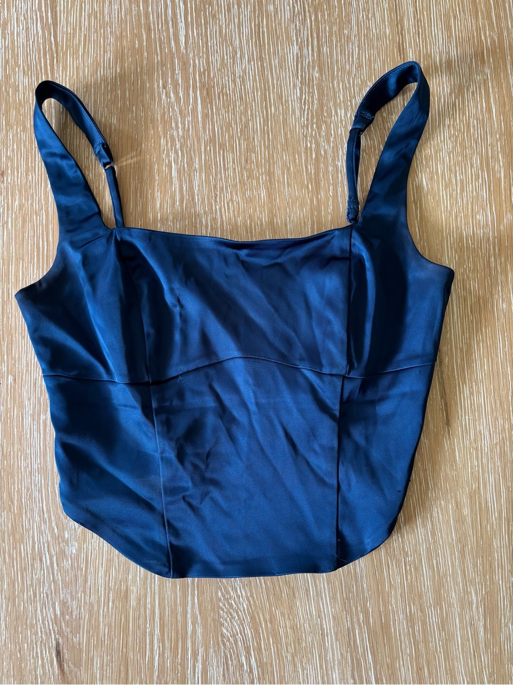 Abercrombie & Fitch Navy Satin Crop Corset Style Camisole